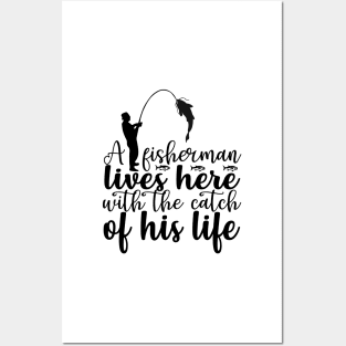 Wishing I Was Fishing - Less Talk More Fishing - Gift For Fishing Lovers, Fisherman - Black And White Simple Font Posters and Art